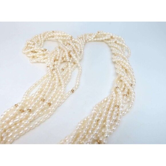 Freshwater Seed Pearl Multi Strand Necklace 10K Gold Clasp C Tanner Elegant Rope - Picture 5 of 9